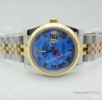 Copy Rolex Datejust 36mm Two Tone Blue Mother of Pearl Dial Watch